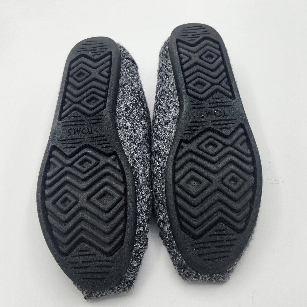 Toms Alpargata Charcoal Gray Black Sweater Fur Inside Leather Sole Shoe 8.5 - Picture 8 of 8